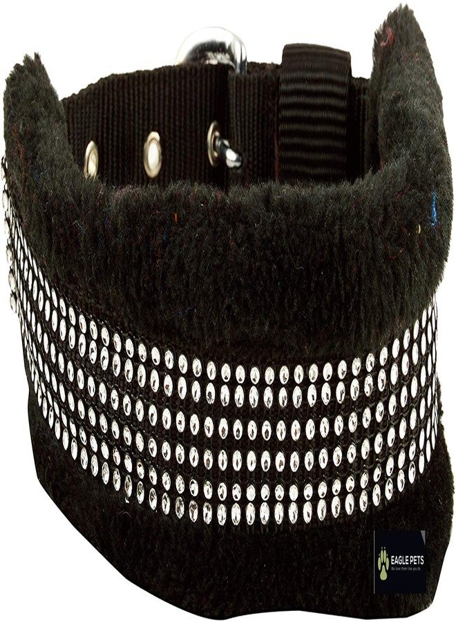 Eagle Pets Dog Collar Nylon Black Fur Soft Padded Collar 1.25inch ((Black, Large) - Image 1